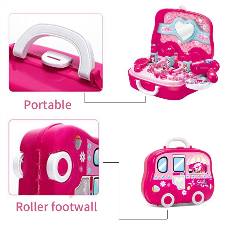 18pcs Set Girls Cosmetic Toy Play House Princess Dressing Table Toy Pink Suit Girls Table Dressing Make Up Toy Play House Sets