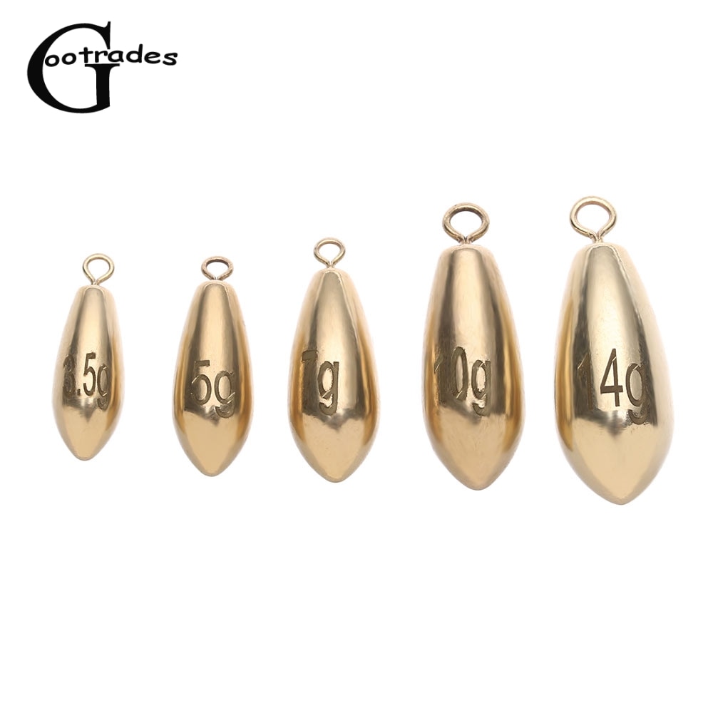 5pcs copper Tungsten Fishing Sinkers Weights Flipping Weights Bass Sinker Tackle Fishing Lead fall Fishing Accessories