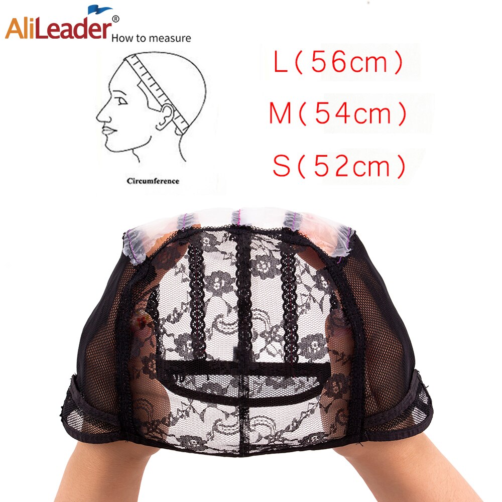 Alileader billig justerbare parykk caps s/m /l 1 stk base cap svart veving parykk verktøy limfri blonder parykk caps veve cap for å lage en parykk