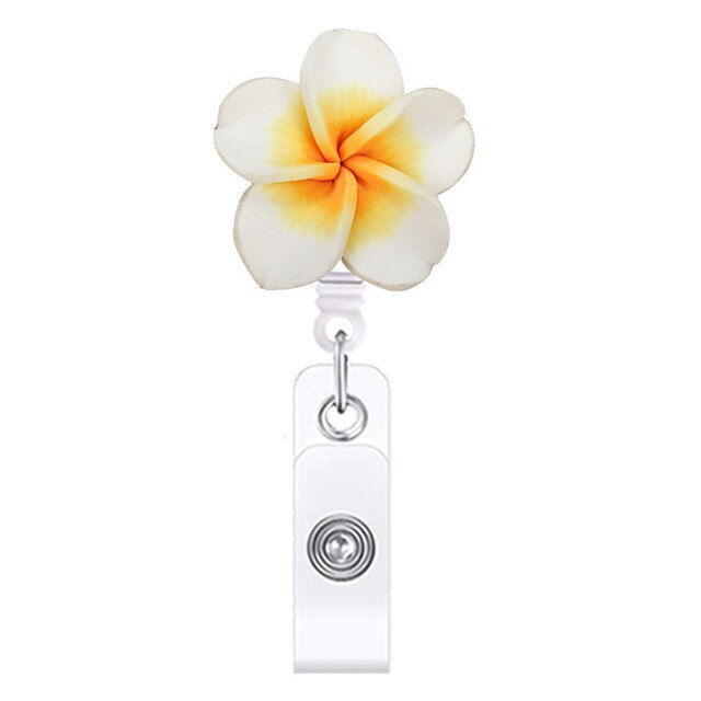 8-Piece Retractable ID Badge Reels With Clip - Flower Style Nurse Doctor Office Badge Holders