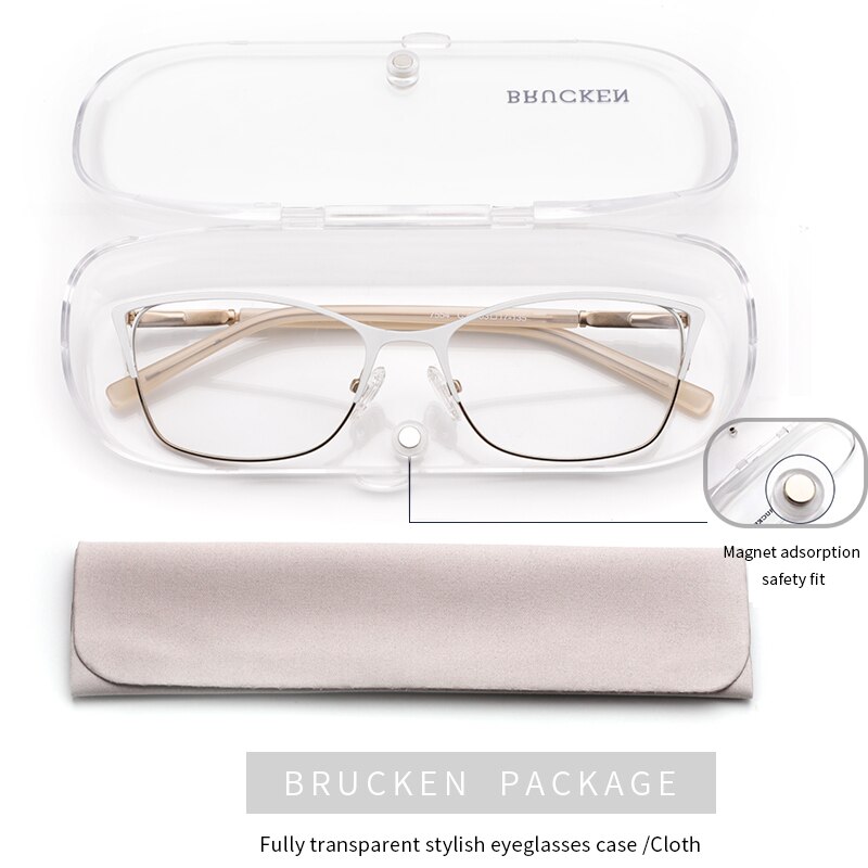 Metallikehykset, naisten optiset lasit, valkoiset kissansilmäkehykset, naisten silmälasit #twm 7554 c 4