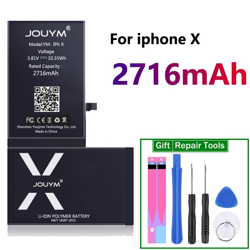 JOUYM oryginalna Bateria telefonu dla iPhone 6 6S 7 8 5S 5 SE 6 plus wymiana jakości Bateria dla iPhone6 iPhone7 z zestawem narzędzi: for iPhone X