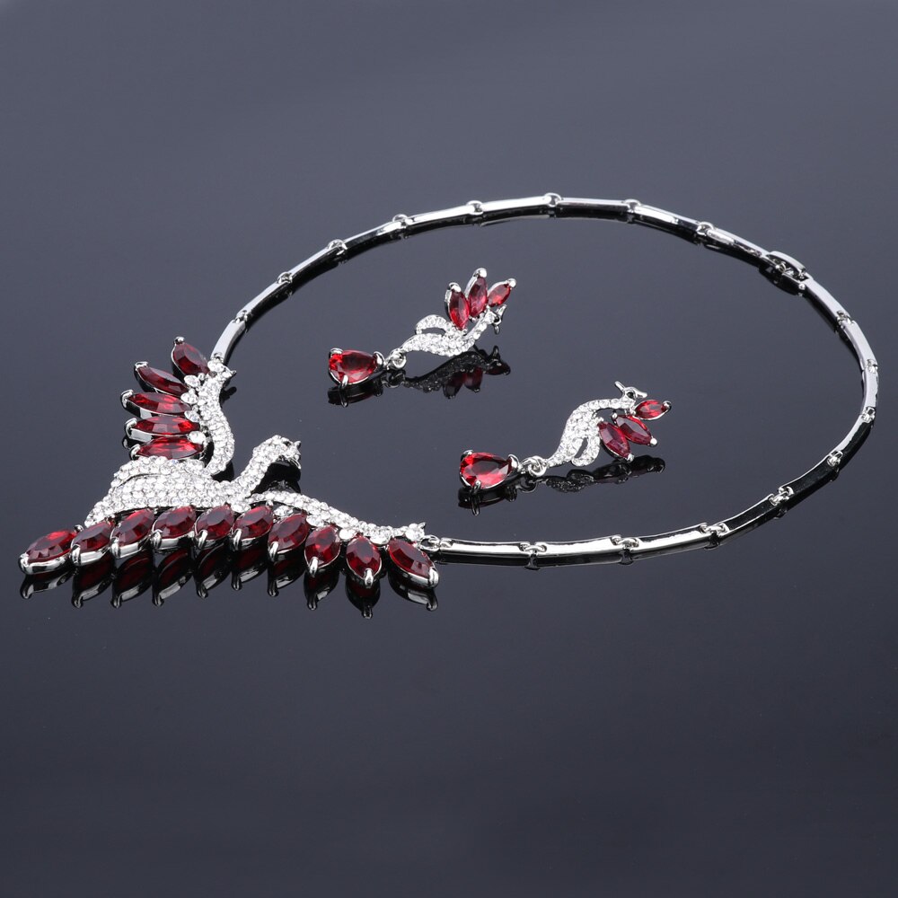 Wedding Bridal Jewelry Sets Peacock Necklace Earrings Set Party Prom Wedding Accessories Decoration