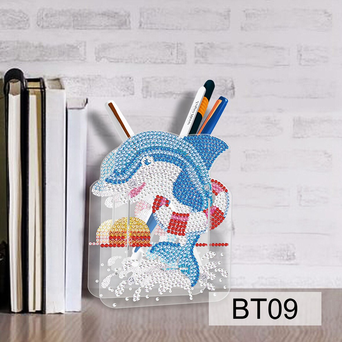 Portalápices con bordado de diamantes para manualidades, adornos de mosaico con forma especial de doble cara, pintura de diamantes, decoración de escritorio de oficina, artesanales: 09