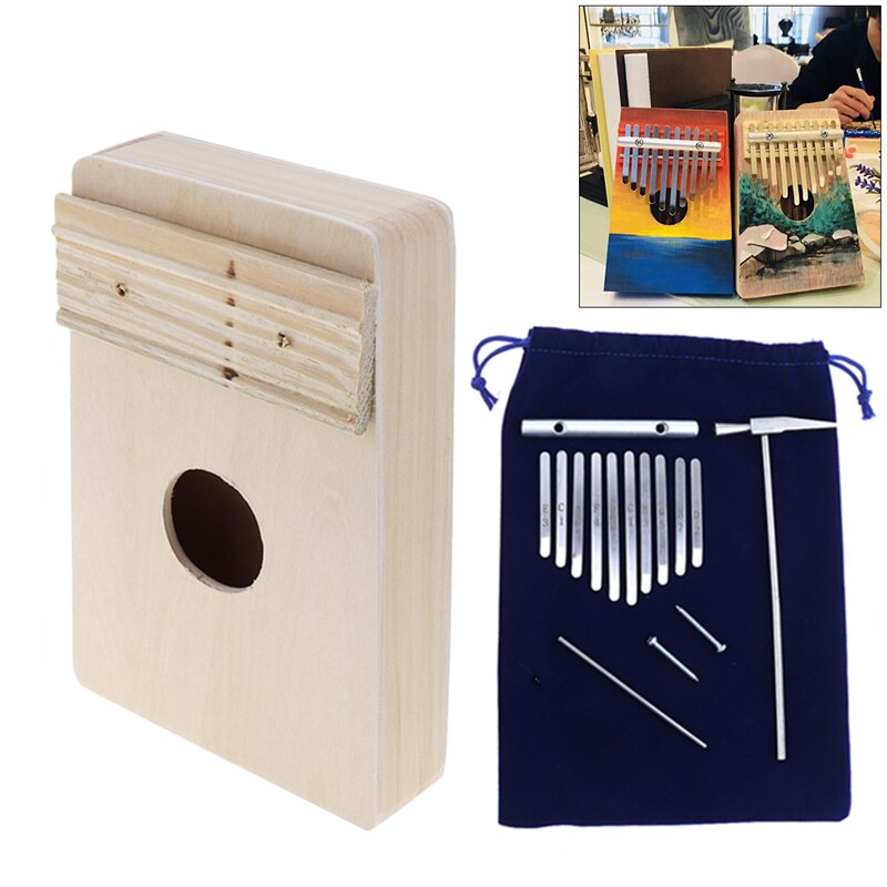 10 Key Kalimba DIY Kit Beech Wood Thumb Piano Mbira for Handwork Painting Parents-child Campaign Keyboard Instruments: 1