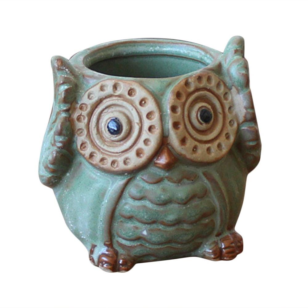 Cartoon Owl-shaped Flower Pot For Succulents Plants Ceramic Small Mini Home Office Garden Fleshy Plants Terrarium Decorations: C-7x6.5x7cm