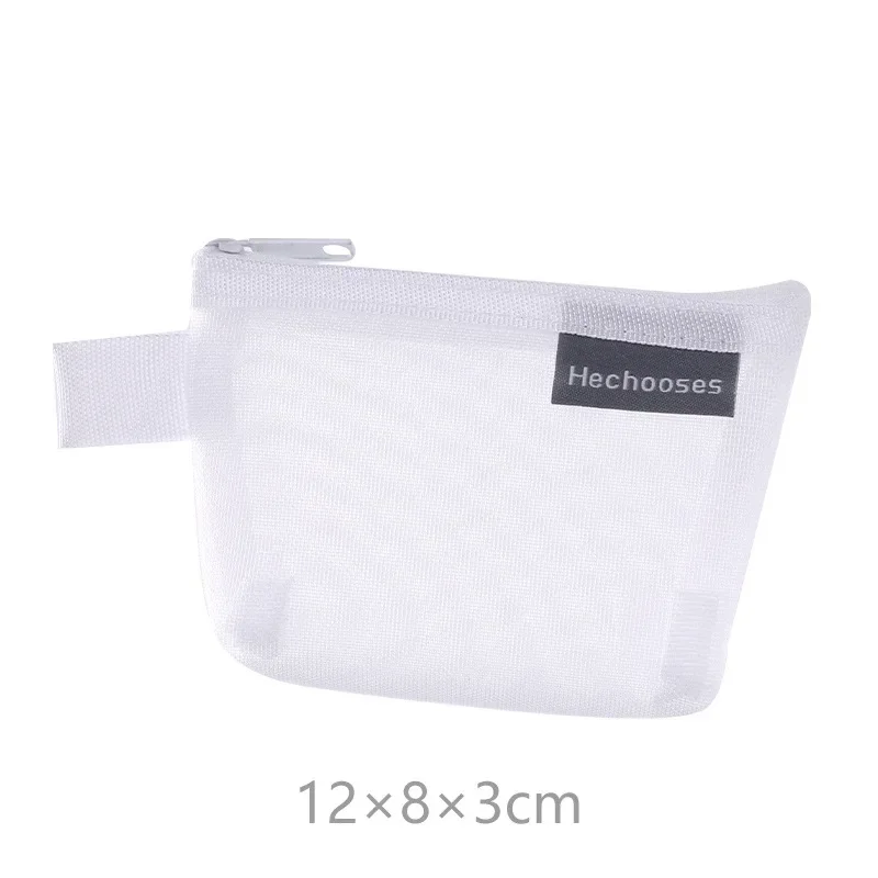 Triangle Mesh Nylon Visible Large-capacity Coin Bags Purses ID Credit Card Holder Pouch Key Earphone Makeup Toiletry Storage Bag: Brown