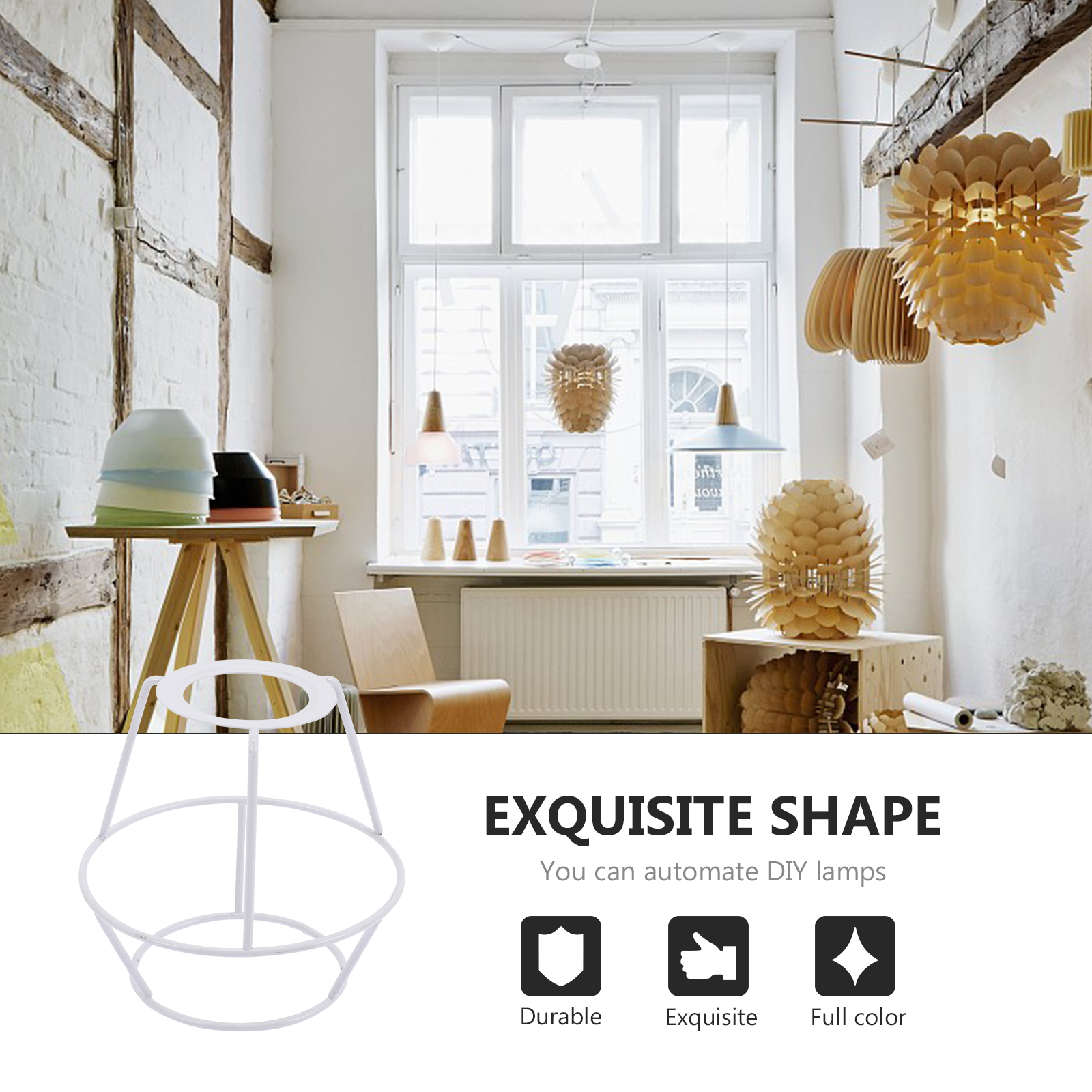 Chandelier Lamp Shade Frame E27 Socket Metal Ring Support For Desk Lamp