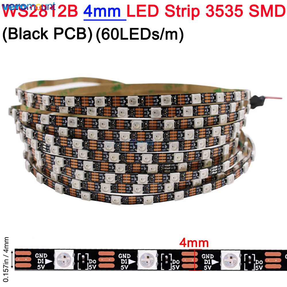 3mm 4mm 5mm Super Slim Narrow Width PCB WS2812B Pixel LED Strip Individually Addressable RGB Pixel Strip IP20 DC 5V 60leds/m 1m: Emitting Color7 / 5m