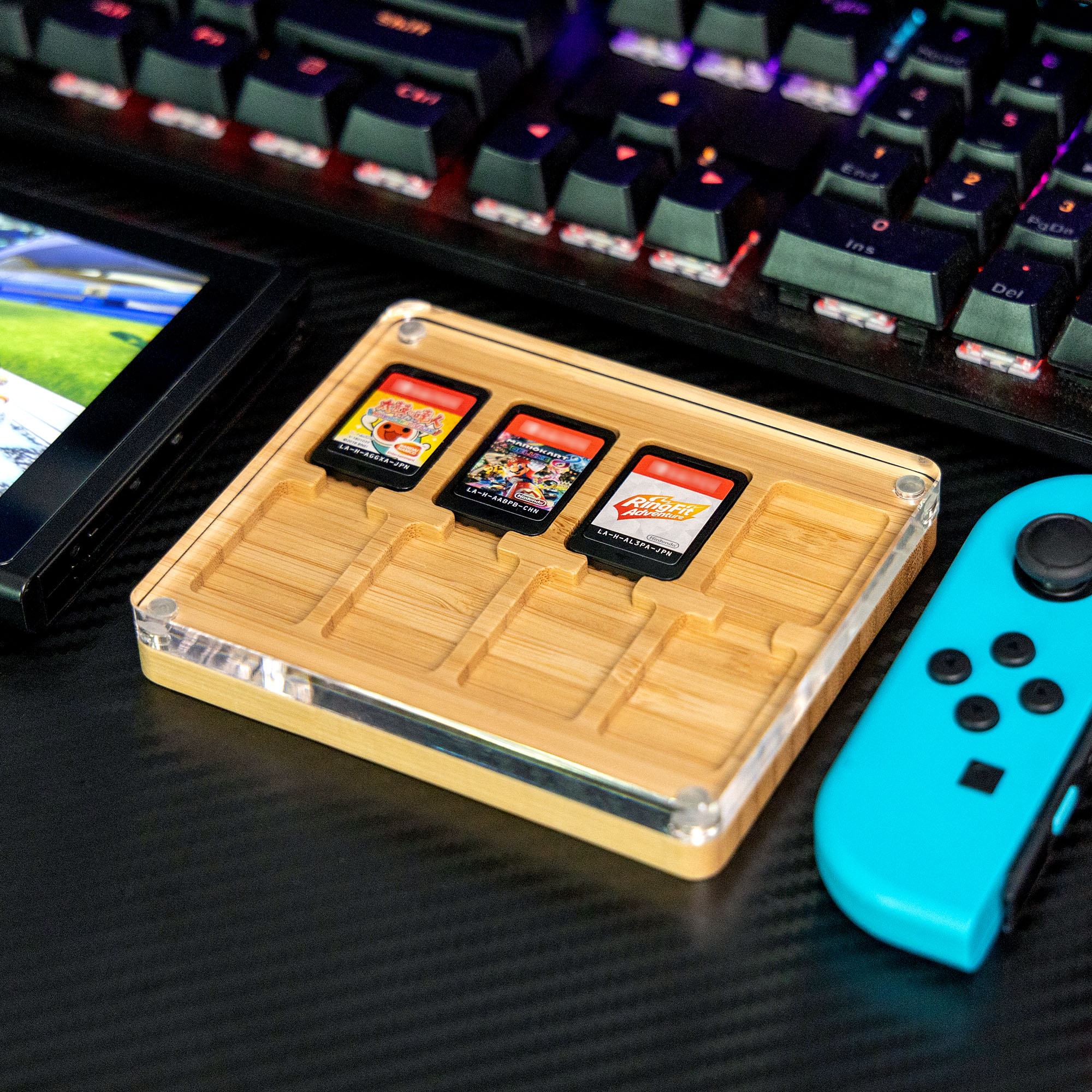 Neue 8 Schlüssel Holz Spiel Karte fallen Speicher Karte fallen Halfter Lager Kasten Organizer für Nintendo schalten Spiel Karten Magnet Schutz