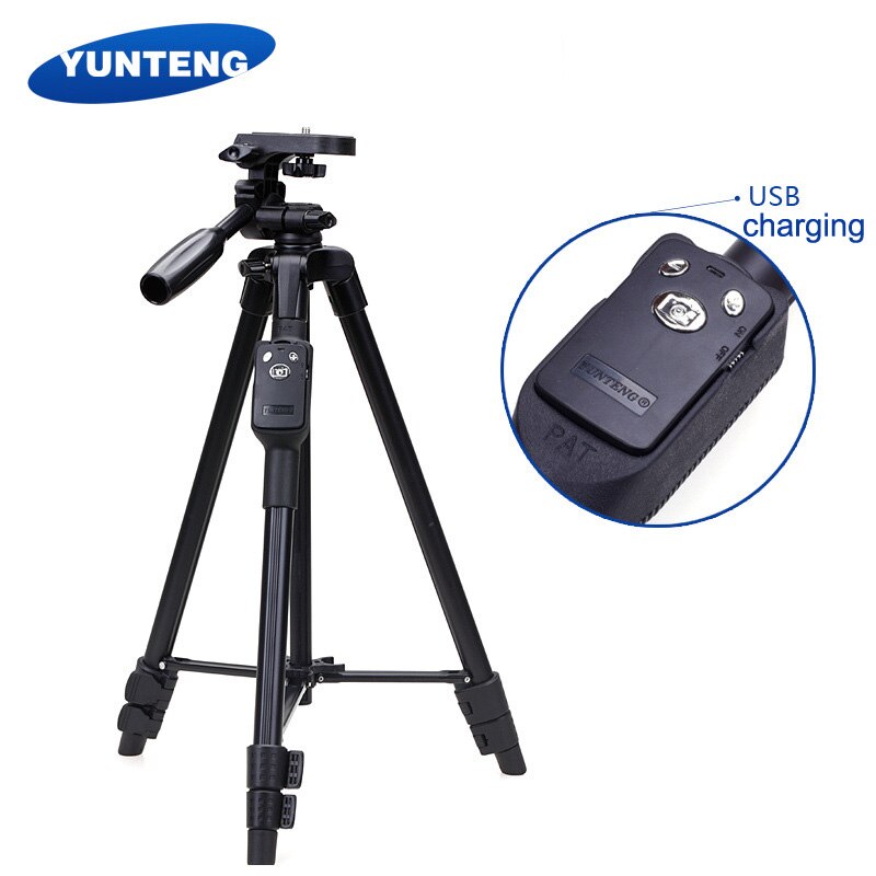YUNTENG – trépied VCT 5208 en aluminium, avec télécommande Bluetooth + Clip pour appareil photo et smartphone