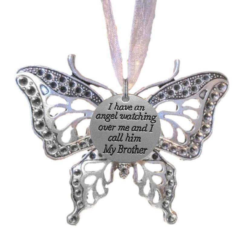 Colgante de aleación con memoria de mariposa, adorno de recuerdo con imagen de mariposa, de Decoración de cumpleaños, familia conmemorativa: Blanco