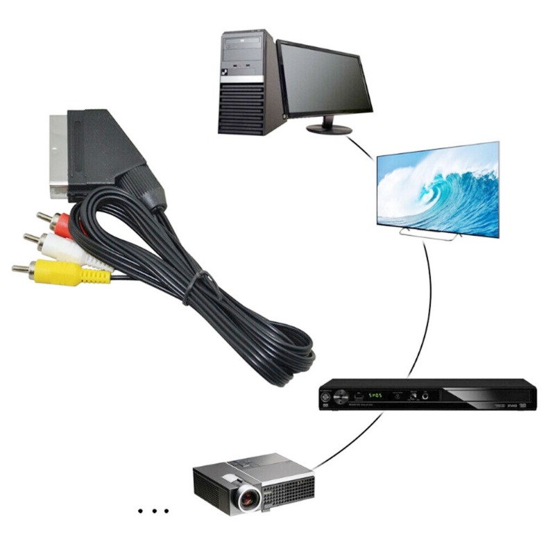 1.8m AV SCART Audio Video Cable TV Lead for NES FOR NES RGB SCART CABLE Plug Brand RCA Video Cable for NES for FC