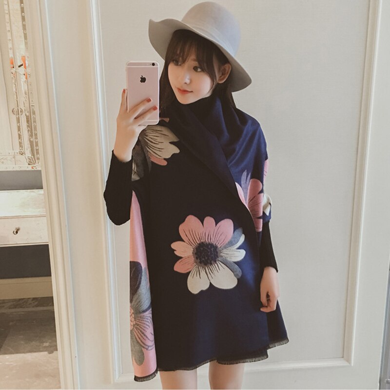 Mingjiebihuo nowe kaszmirowe ponczo szal z rękawami kobiety jesienią i zimą gruby ciepły dwustronny solidny frędzel płaszcz dziewczyny