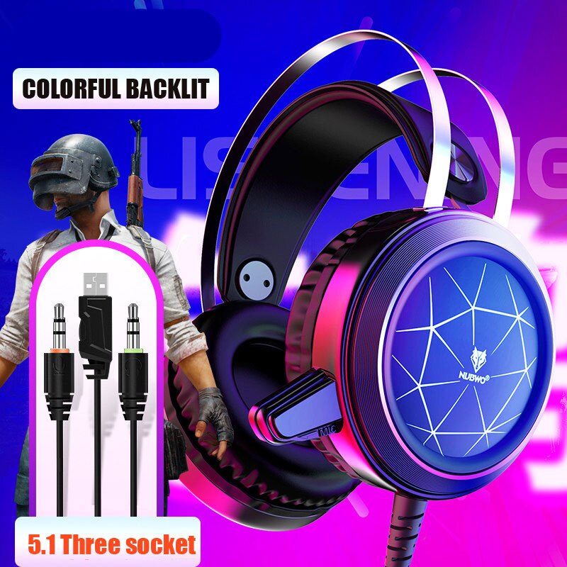 Gaming Wired Hoofdtelefoon Bass Stereo USB Professionele Metalen Game Oortelefoon met Microfoon Backlit LED Noise Cancellation voor PC Laptop