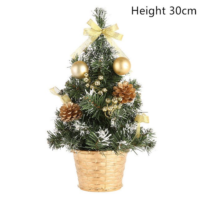 20/30/40CM Mini Table Christmas Tree LED light home Decoration Tabletop Pine Tree Xmas Tree Christmas Decoration Year: 30cm-gold