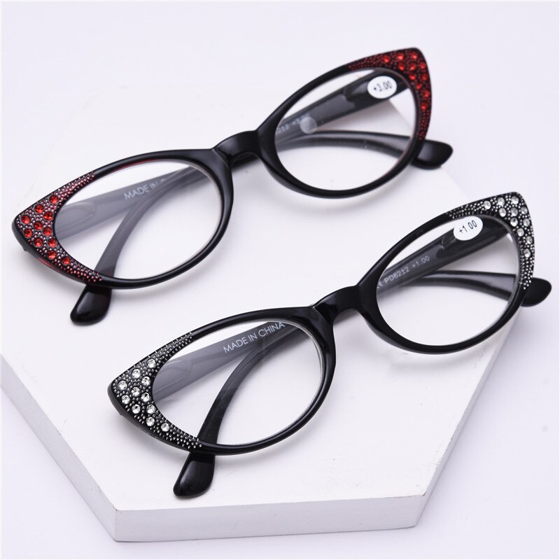 Oulylan Katze Auge Lesebrille Frauen Diamant Presbyopie Brillen Hyperopie Brille Damen Eyewears Tragbare + 2,0