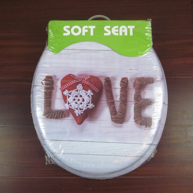 Couvercle de toilette L0VE motif doux siège de toilette de siège de toilette ensemble de couverture éponge 17 "siège de toilette