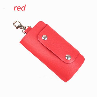 Key Wallet Purse Cheap Candy Colors Women Men's Pu Leather Pocket Keys Organizer Holder Pouch Case Bag for Car: Red