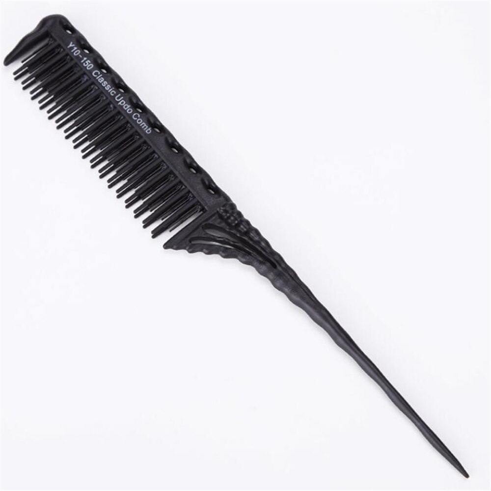 Hair Combs Tip Tail Comb Barber Hairdressing Comb 3-Row Teeth Teasing Brush Highlight Comb Salon Hair Styling Tool: Black
