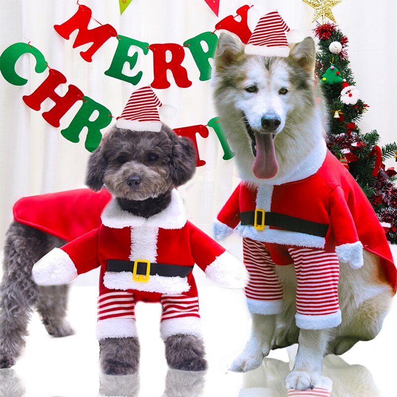 7XL Large Dog Pet-apparel Cosplay Santa Claus Clothes Dogs Windcheater Cute Christmas Santa Claus Cloak Warm Outfit Costume Set