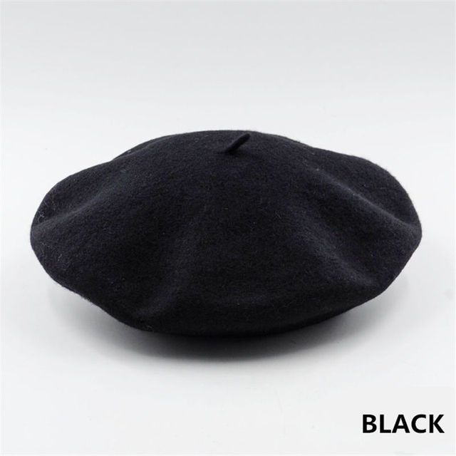 neue Winter warm Französisch Perle Strass Baskenmütze Hütte Elegante Mütze Kappen Einfarbig lässig Herbst Hütte für Frauen mädchen: Schwarz