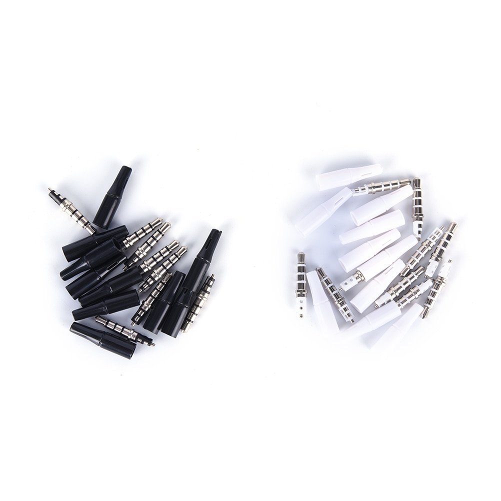 10pcs/lot 3.5mm Stereo Headset Plug Jack Outlet 2.5mm 4 Pole 3.5 Audio Plug Jack Adaptor Connector For Phone White And Black