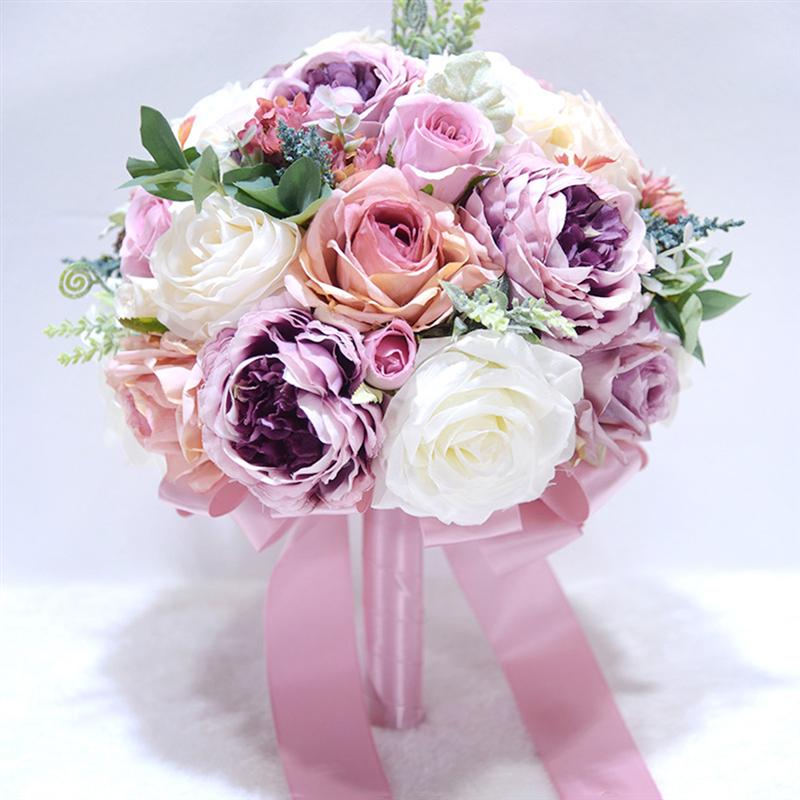 Zijde Bloem Boeket Decor Gesimuleerde Bruiloft Decoratieve Boeket Levensechte Wedding Boeket Voor Wedding Decor