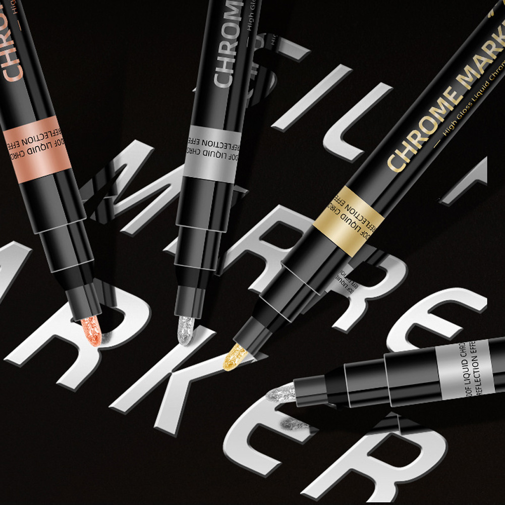 1Pc Spiegel Farbe Marker Stift DIY Reflektierende Farbe Stifte Gold Silber Chrom Marker Unterschrift Auto Styling Kunst Handwerk
