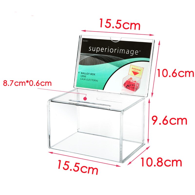 Counter Acrylic Perspex Entry Collection Box,Perspex Raffle Box for Church,Non-profitable Group,Charity (without Keylock)