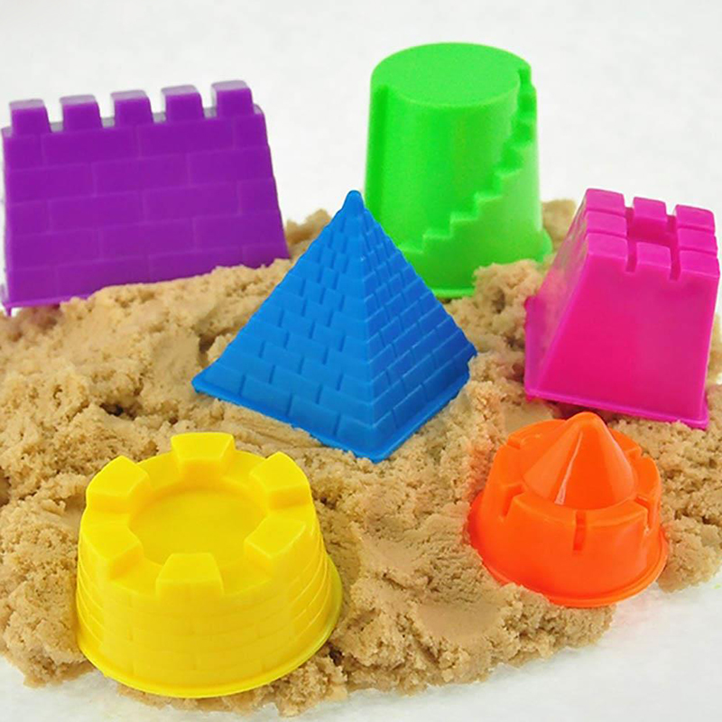 6 unids/set Mini Castillo de arena portátil arcilla molde juguetes niños pirámide Castillo de arena niños modelo clásico Kits de construcción al aire libre juego