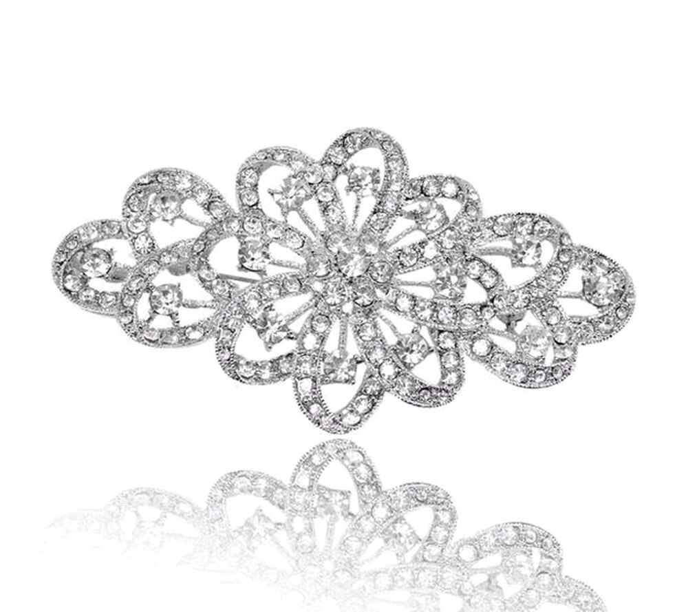 3.8 Inch Rhinestone Crystal Diamante Large Brooches Bridesmaid Jewelry Accessory: Brooch