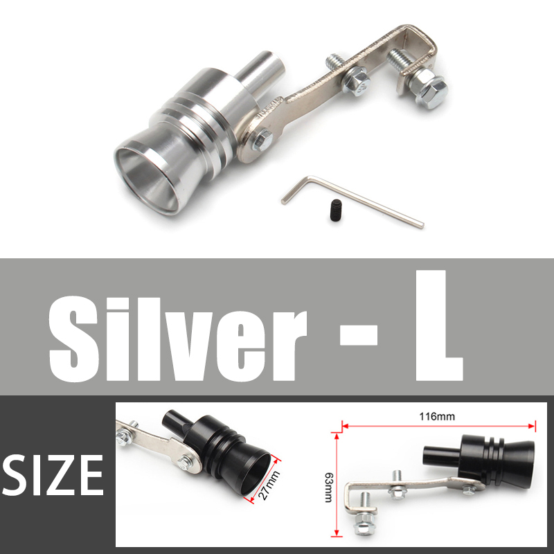Universele Sound Simulator Auto Turbo Sound Whistle S/M/L/Xl Voertuig Refit Apparaat Uitlaatpijp Turbo geluid Fluitje Auto Turbmuffler: silver L