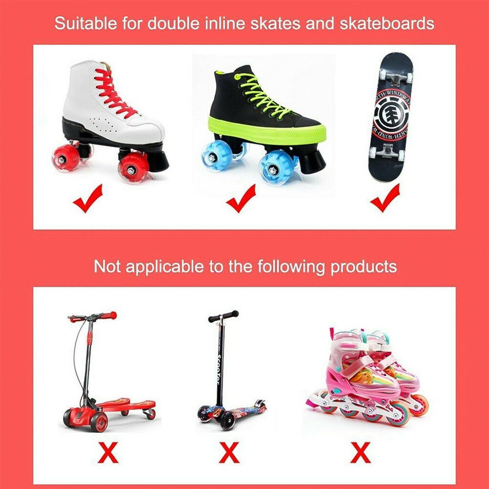 4 PCS Luminous Light Up Roller Skate Wheels Universal Double Row Roller Four-wheel roller skates Skates Accessories