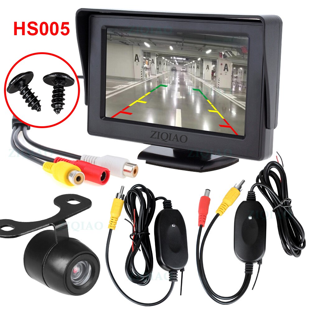 4.3 -tums fordons lcd-monitor trådlös backkamera videosändare mottagare kit backkamera för bil backskärm: Hs005