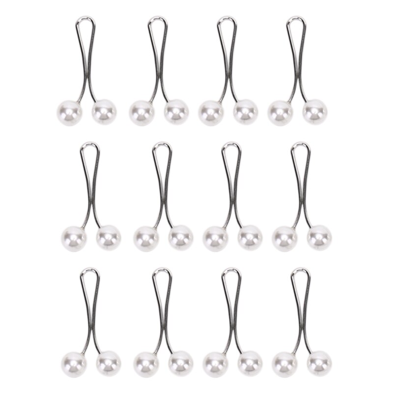 12 Stuks Hoofddoek Shawl Sjaal Lady Moslim Sjaal Hijab Clips Parel Sjaal Broche Pin Parel Hoofddoek Shawl Sjaal Lady: white