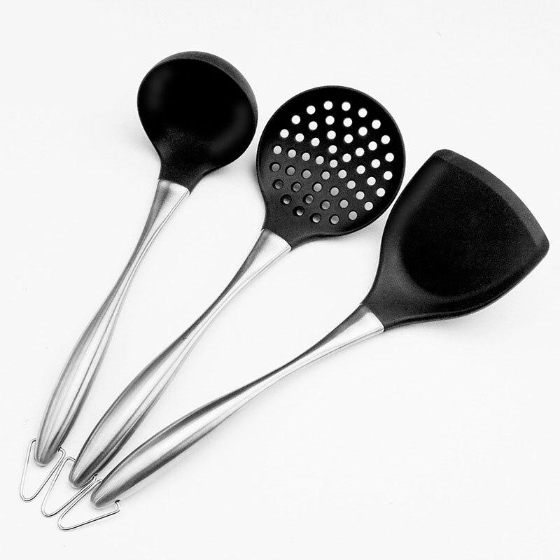 8 Piece Stainless Steel Silicone Set Kitchen Utensils Chinese Cooking Shovel Smokeless Spatula Silicone Kitchen Tool Set Cooking