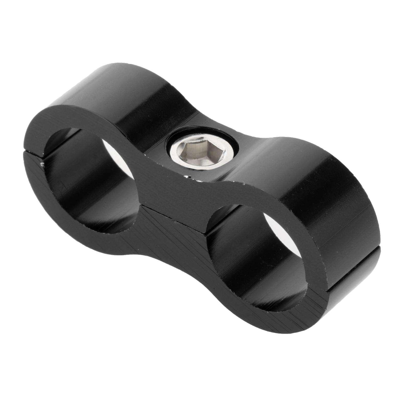 Car 2-Hole Fuel Hose Separator Clamp Oil Fuel Line Clamps Adapter: AN8 Black
