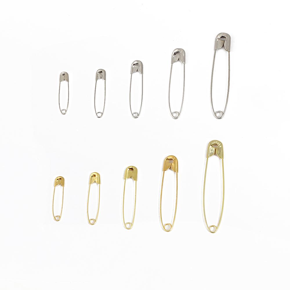 Alfileres de hierro inoxidable de seguridad, herramientas de costura DIY, accesorio, agujas, broche grande/Pequeño, accesorios de ropa, Color plateado/dorado, 50 Uds.