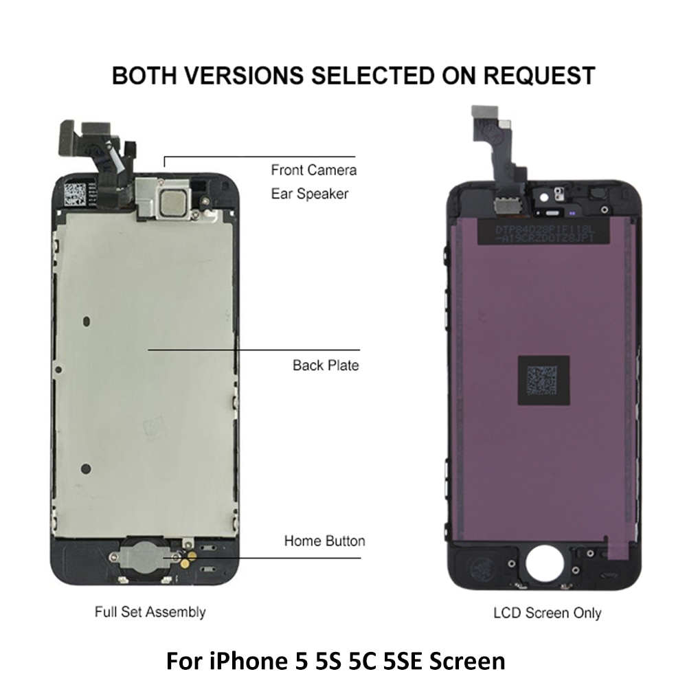 AAA Display For iPhone 5 5S 5C SE LCD Screen Full Set Assembly Replacement 3D Touch 100% Complete +Front Camera Home Button