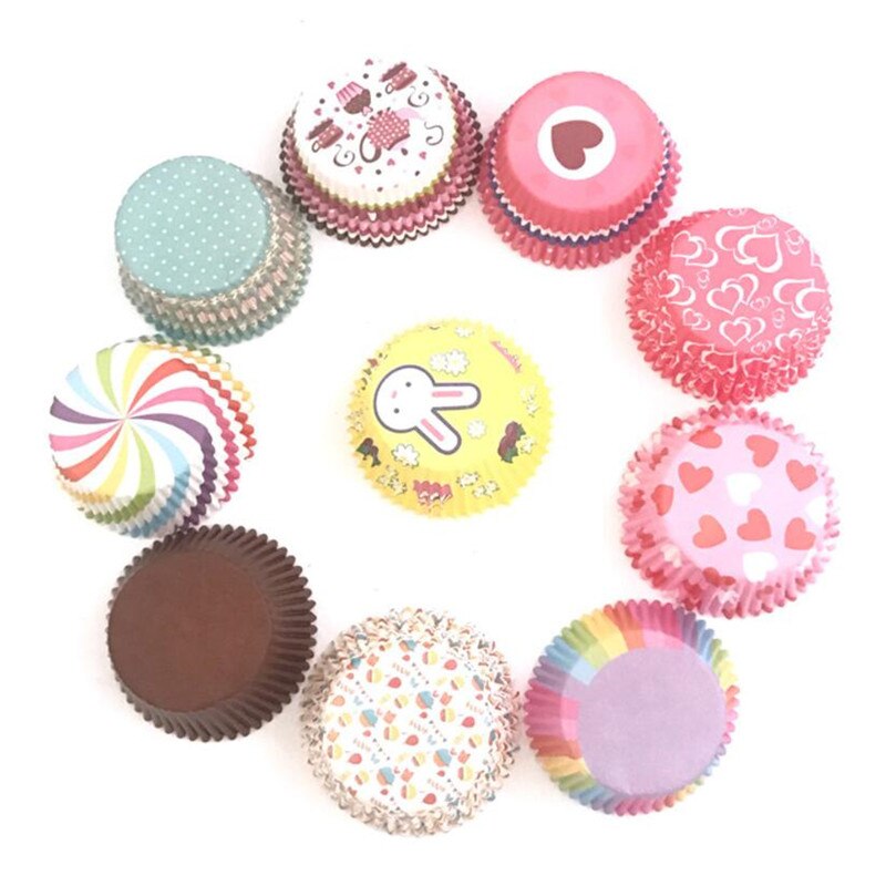 100Stck Regenbogen Cupcake Papier Liner Muffin Fällen Tasse Kuchen Deckel Backblech Küche Zubehör Gebäck Dekoration Werkzeuge