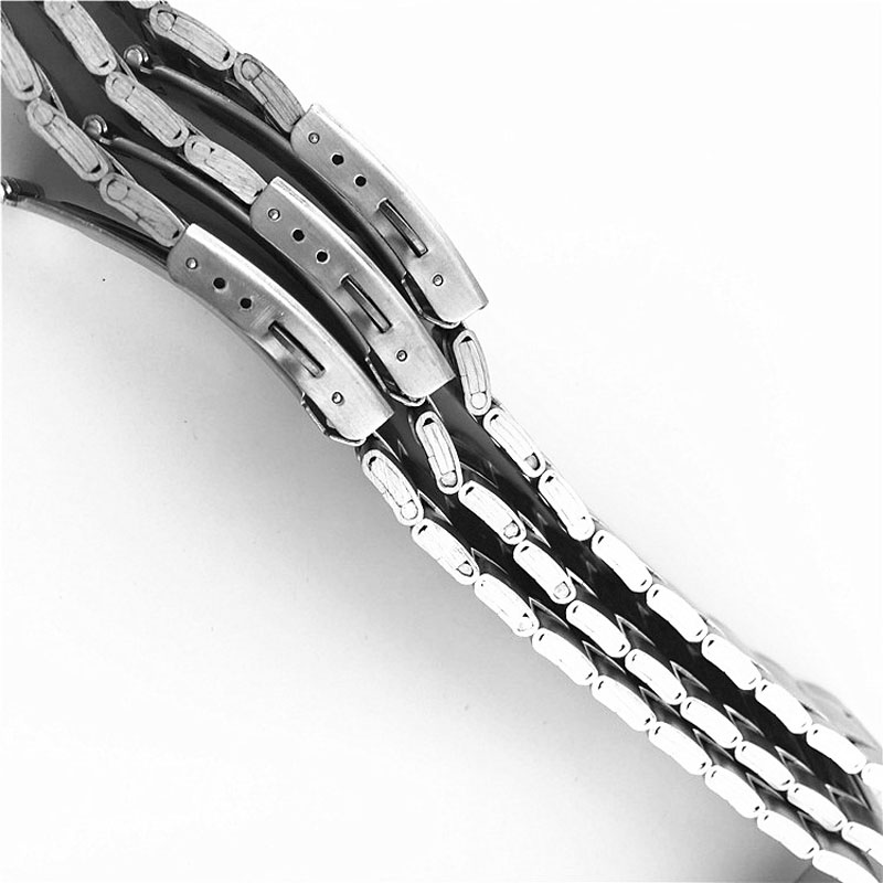 Cinturino di ricambio per orologio 12 14 16 18 20 22mm cinturino per orologio fibbia piatta cinturino in acciaio inossidabile cintura per bracciale a 5 file con perni