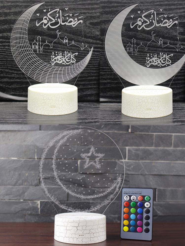 Ramadan Decoratie Voor Thuis 3D Desktop Led Nachtlampje Maan Afstandsbediening Kleurrijke Tafel Bureaulamp Islamitische Mubarak Ramadan