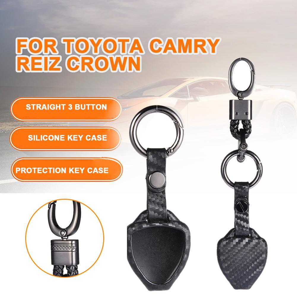 Autosleuteltas siliconen autosleutelhoes koolstofvezelpatroon sleutelhoes voor toyota camry reiz sleutelbeveiligingsaccessoires