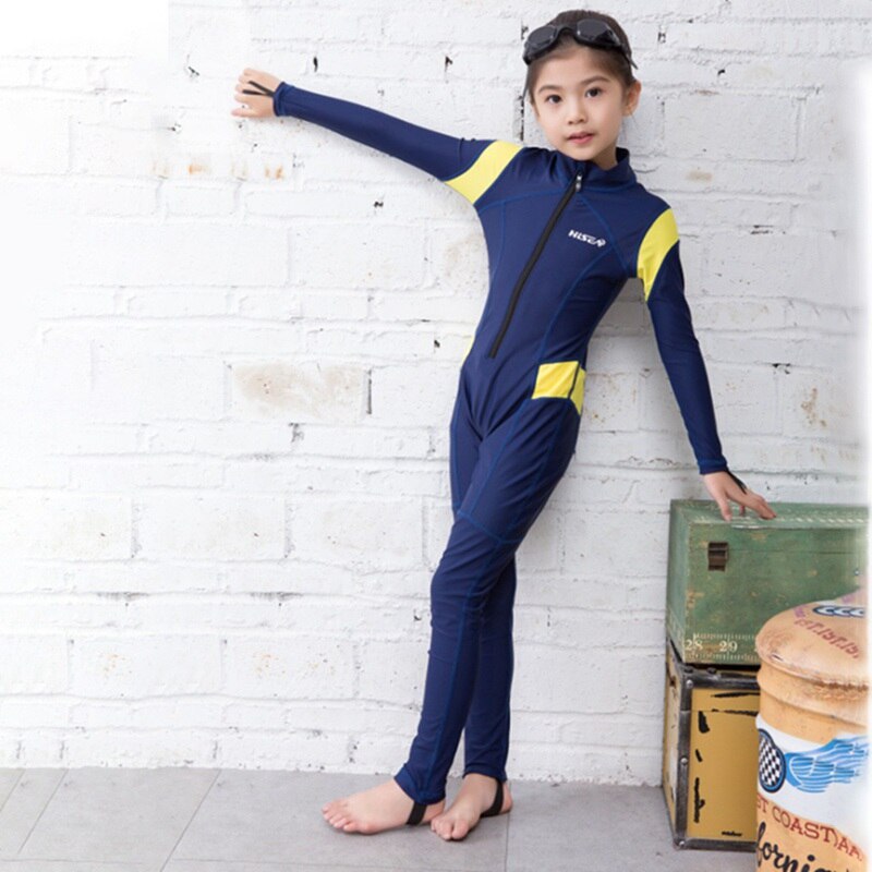 Børn våddragter udslæt vagter pige dreng børn svømning dykning sportstøj jakkesæt uv beskyttelse fuld krop langærmet badedragt: Gul / 12t