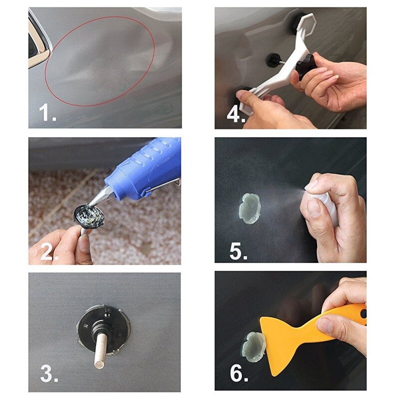 Car Dent Repair Puller Tool Suit Portable Car Auto Body Dent Restorer Metal Plate Dent Patch Kit Car Scratch Remover