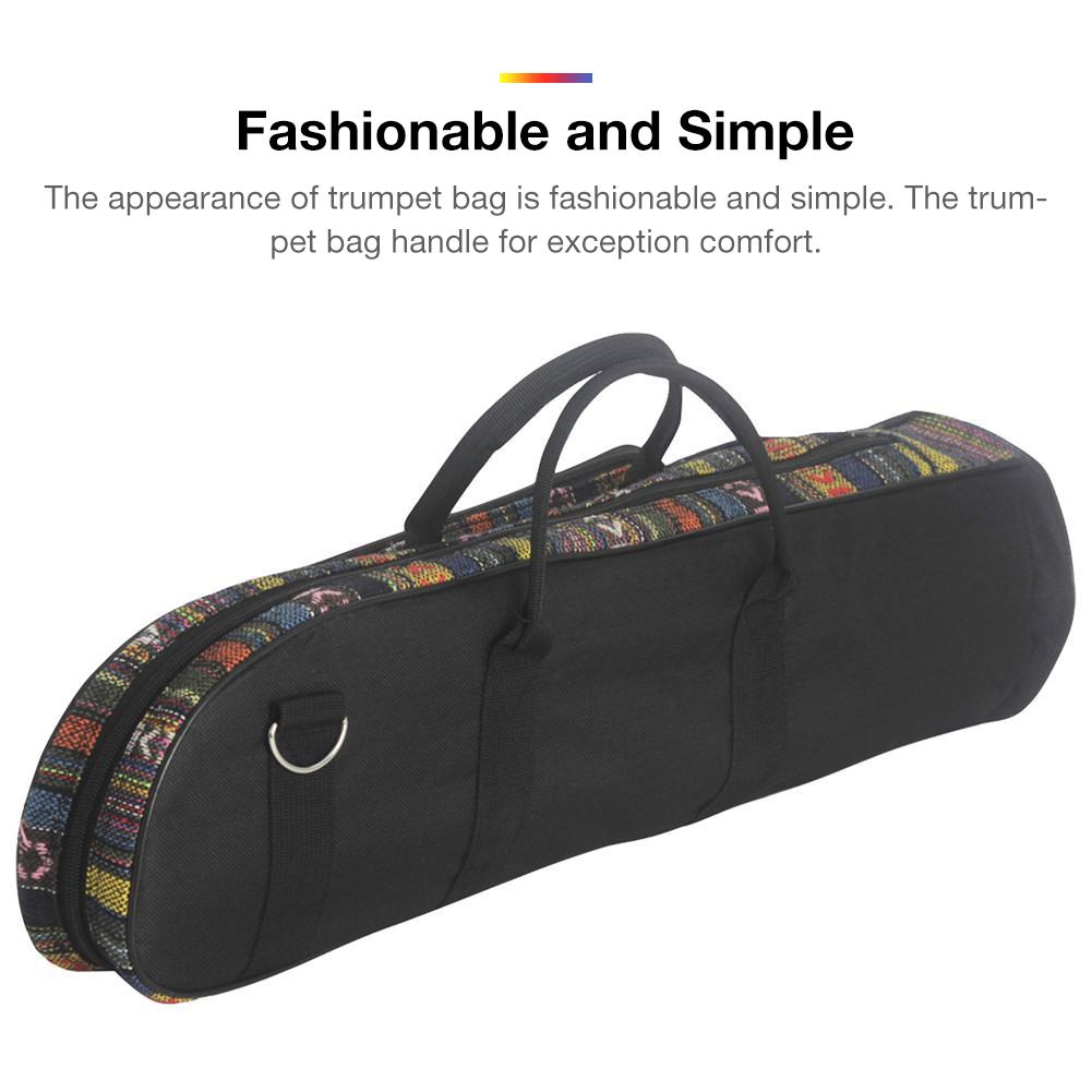 Portable National Style Trumpet Bag Waterproof Oxford Soft Cotton Carrying Handle Bags Case Double Zippers With Front Pocke