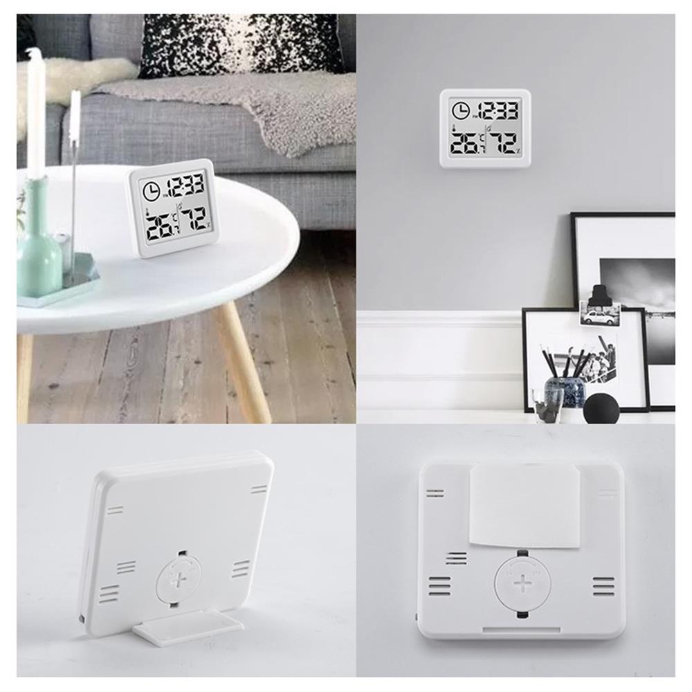 Digital Thermometer Hygrometer Gauge Indicator Indoor Weather Station Automatic Electronic Temperature Humidity Monitor Clock