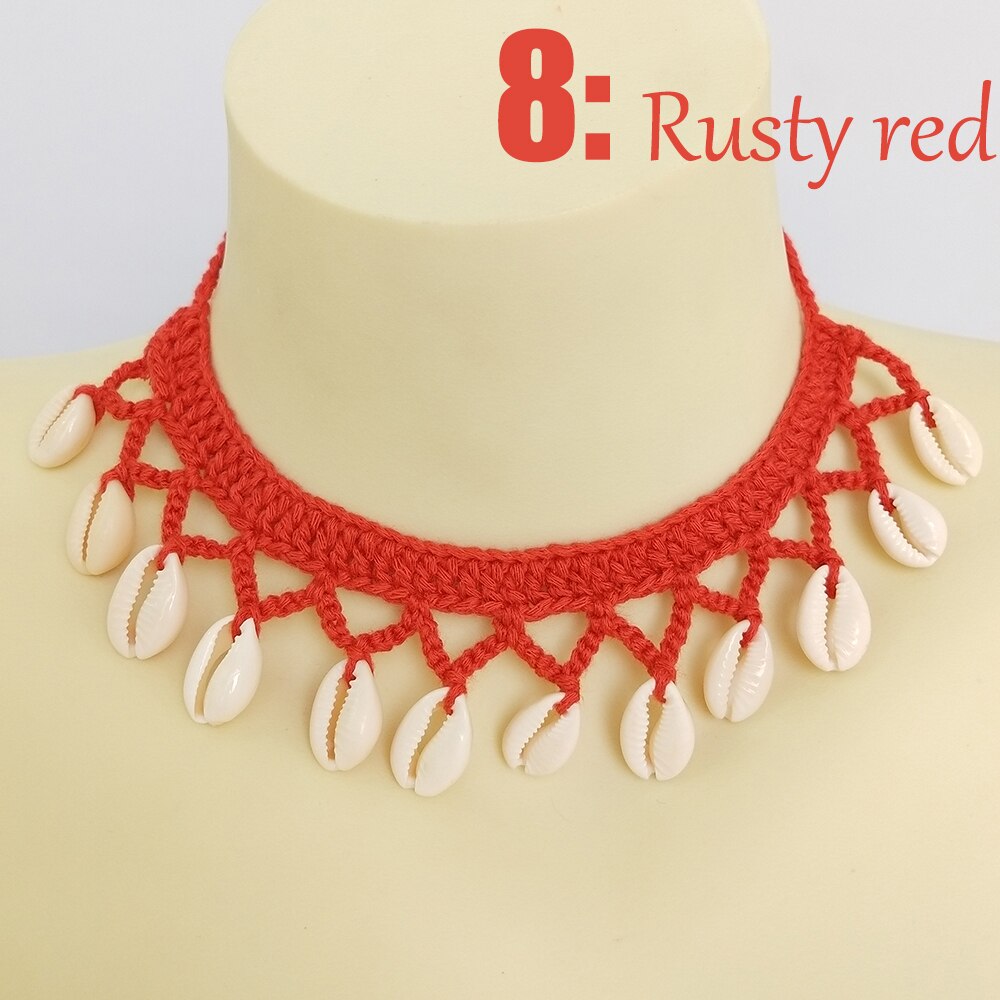 2020Crochet Simple Seashell Ankle Crochet Pendant Anklet Bohemia Foot Jewelry Summer Beach Anklets On Foot Ankle Bracelets: rusty red