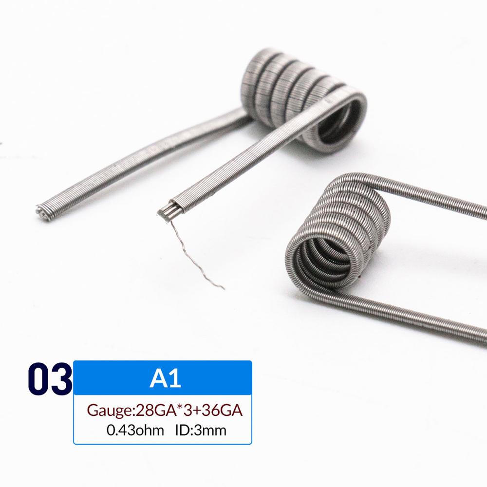 Volcanee 10pcs Alien Clapton Fused Clapton Coil Wire Prebuilt Coil NI80 SS316L A1 Premade Wrap Coil DIY RDA Heating Resistance: A1 28GAx3